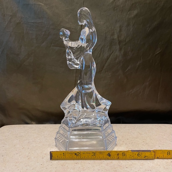 Art Deco Style Italian Crystal Figurine Mother Holding Girl Child 10 Inches Tall - Picture 9 of 12